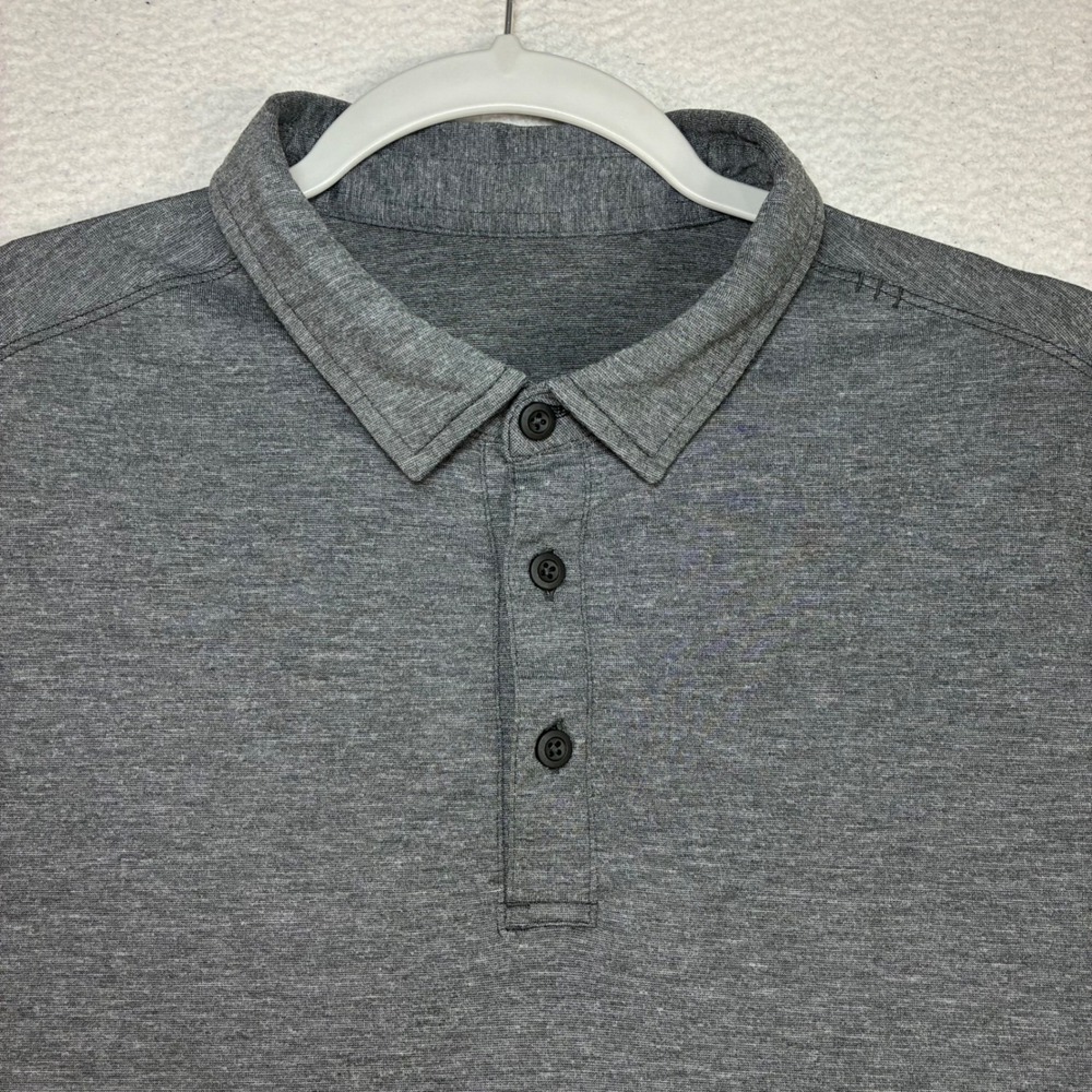 Lululemon Evolution Polo Shirt Men M Gray Preppy Stretch Golf Tennis Performance